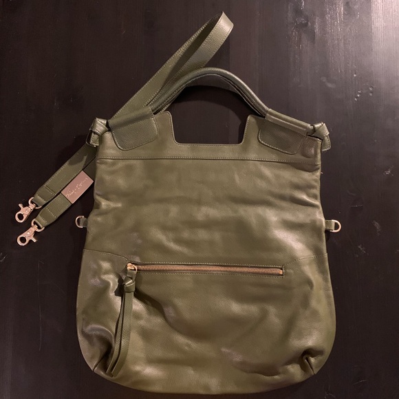 Large Foley + Corrina Green Leather Tote Bag - Picture 3 of 11